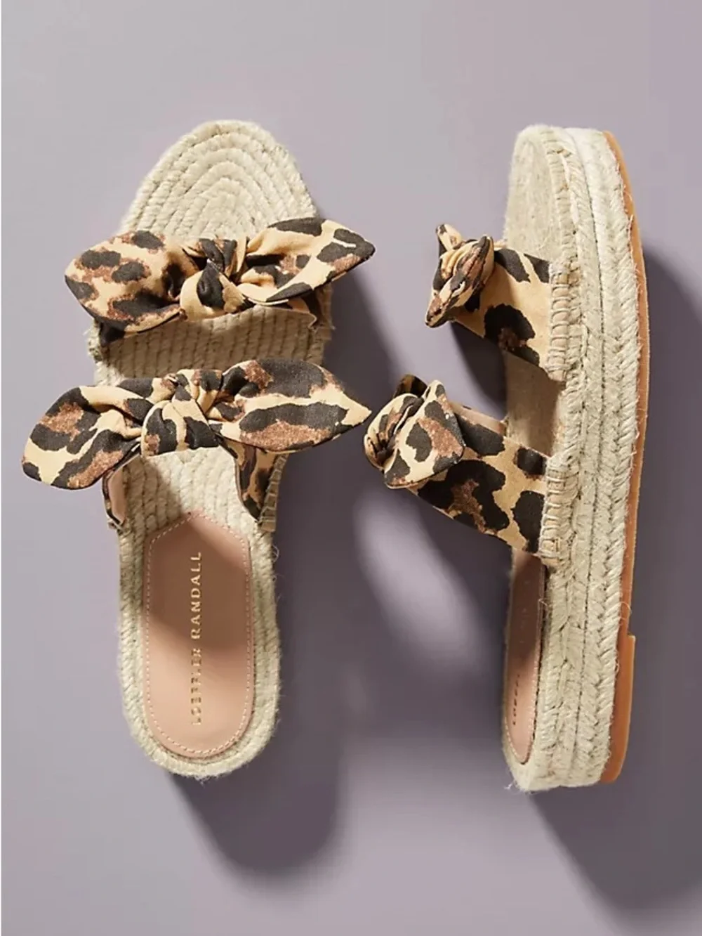 Loeffler Randall Leopard Print Bow Espadrille Sandals in Tan and Black